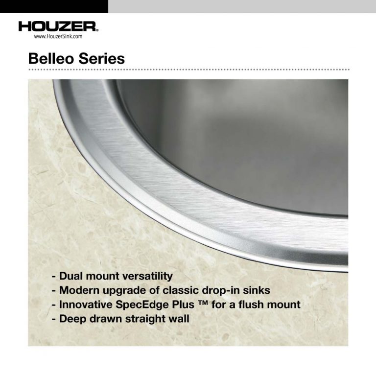 Houzer Belleo 32 inch Stainless Steel Drop-in Topmount 50/50 Double Bowl Kitchen Sink with Strainers & Grids