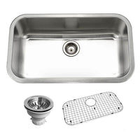 Thumbnail for Houzer Belleo 32 inch Stainless Steel Drop-in Topmount Single Bowl Kitchen Sink with Strainer & Grid