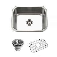 Thumbnail for Houzer Belleo 23 inch Stainless Steel Drop-in Topmount Single Bowl Kitchen Sink with Strainer & Grid