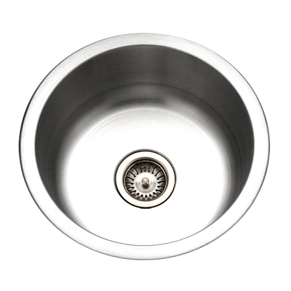 Houzer Club 18 inch Stainless Steel Undermount Single Round Bowl Bar Sink with Strainer