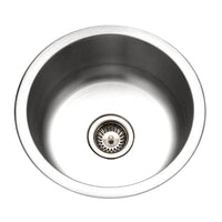 Thumbnail for Houzer Club 18 inch Stainless Steel Undermount Single Round Bowl Bar Sink with Strainer
