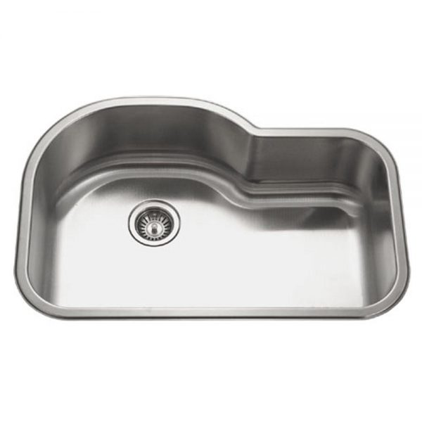 Houzer Medallion Designer 32 inch Stainless Steel Undermount Offset Single Bowl Kitchen Sink with Strainer