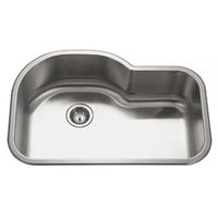 Thumbnail for Houzer Medallion Designer 32 inch Stainless Steel Undermount Offset Single Bowl Kitchen Sink with Strainer