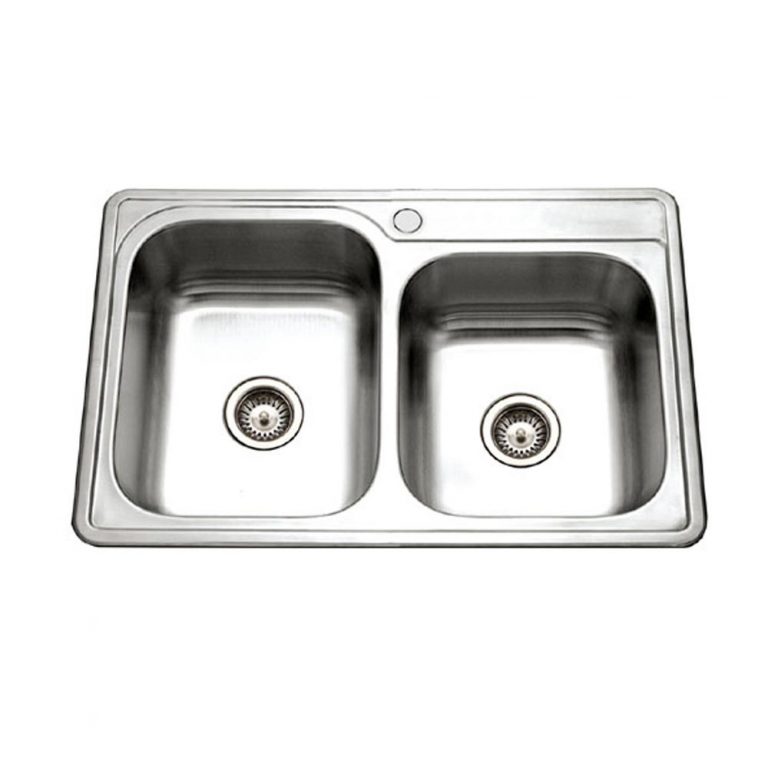 Houzer Glowtone 33 inch Stainless Steel Drop-in Topmount 60/40 Double Bowl Kitchen Sink, Nested 20-Pack