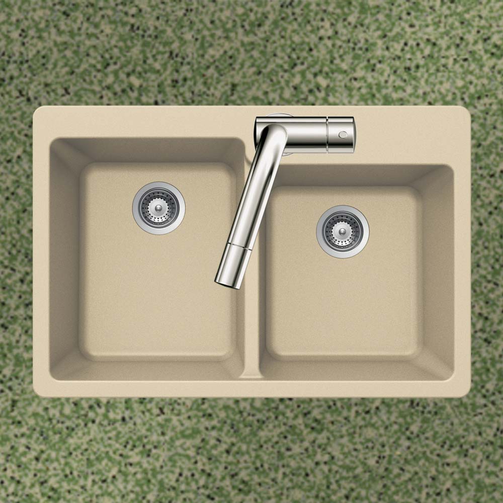 Houzer Quartztone 33 inch Granite Composite Drop-in Topmount 60/40 Double Bowl Kitchen Sink