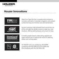 Thumbnail for Houzer Premier 33 inch Stainless Steel Drop-in Topmount Single Bowl Kitchen Sink, Nested 20-Pack