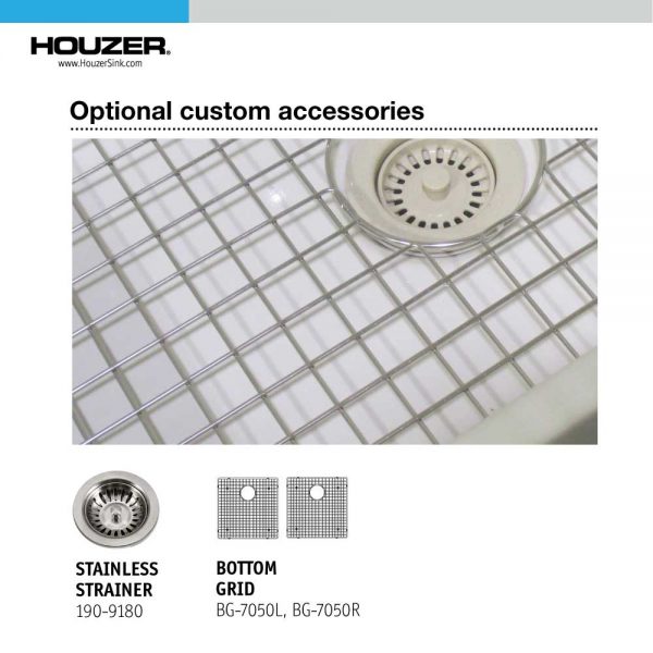 Houzer Platus 32 inch White Fireclay Apron Front Farmhouse 50/50 Double Bowl Kitchen Sink with Low Divider