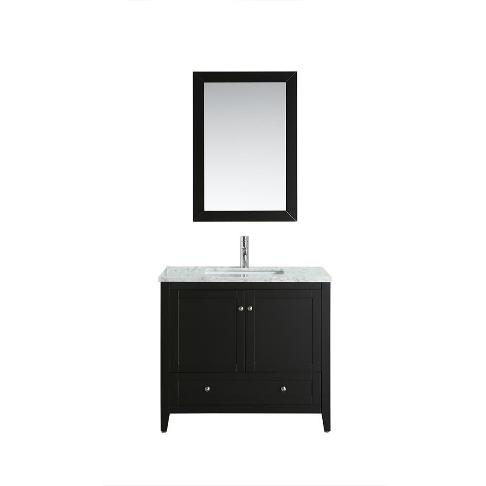Eviva Lime 36″ Bathroom Vanity with White Jazz Marble Carrera Top Bathroom Vanity Eviva Espresso