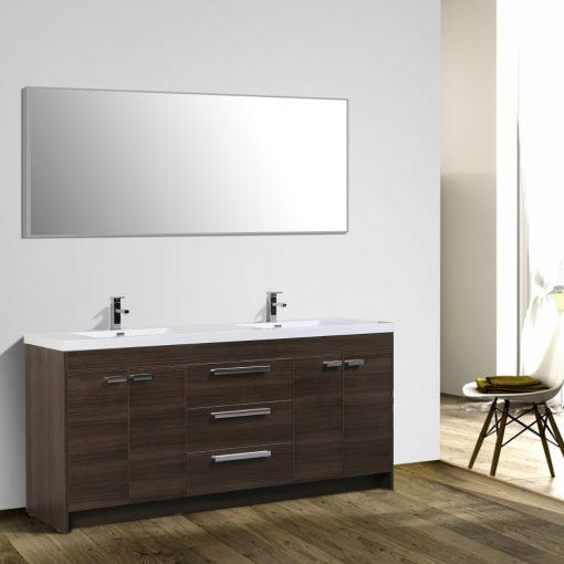 Eviva Lugano 84″ Modern Double Sink Bathroom Vanity w/ White Integrated Top Vanity Eviva