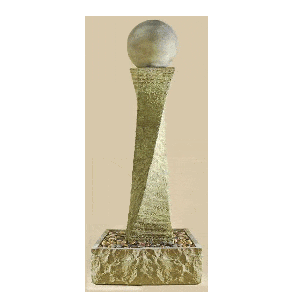 Rustic Twist Outdoor Cast Stone Garden Fountain With Ball Fountain Tuscan