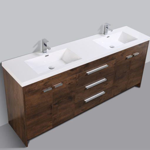 Eviva Lugano 84″ Modern Double Sink Bathroom Vanity w/ White Integrated Top Vanity Eviva