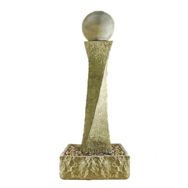 Rustic Twist Outdoor Cast Stone Garden Fountain With Ball Fountain Tuscan