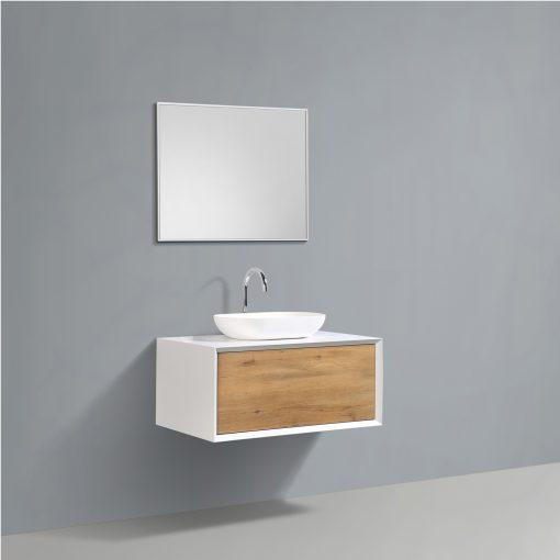 Eviva Santa Monica 36″ Wall Mount Bathroom Vanity w/ Solid Surface Sink Vanity Eviva White Oak