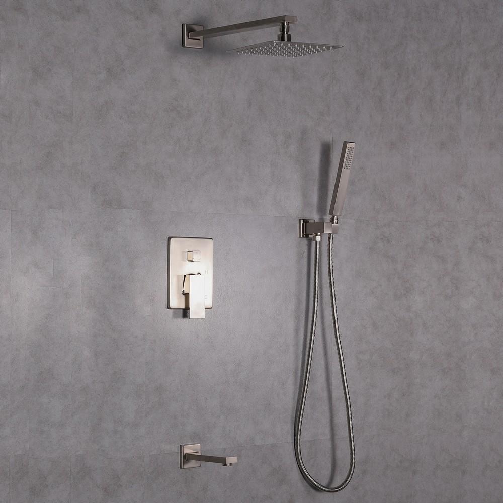 Eviva Beverly Shower and Tub Faucet Set Bathroom Vanity Eviva Brushed Nickel 