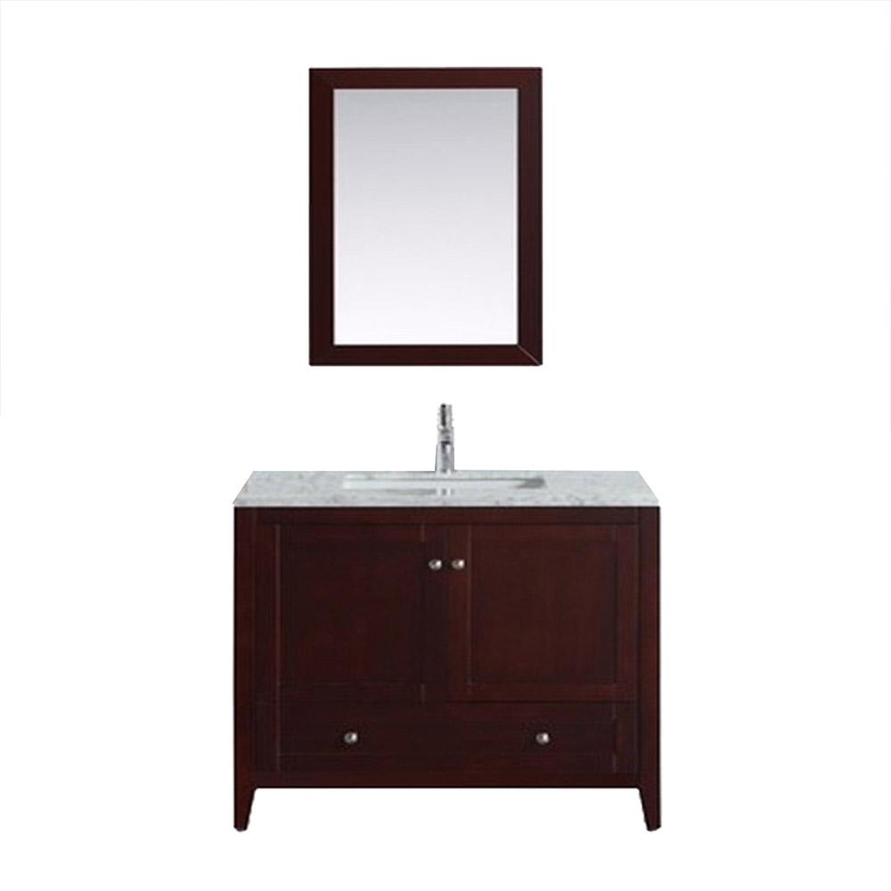 Eviva Lime 30″ Bathroom Vanity Teak(Dark Brown) with White Jazz Marble Carrera Top Bathroom Vanity Eviva 