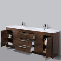Thumbnail for Eviva Lugano 84″ Modern Double Sink Bathroom Vanity w/ White Integrated Top Vanity Eviva