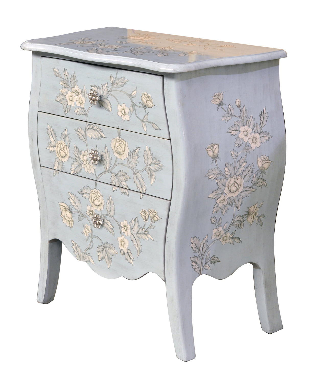 AFD Blue Floral Cabinet Chests AFD Multi-Colored 