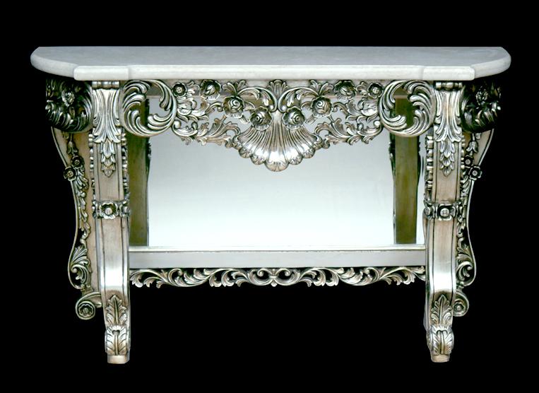 AFD Platina Petticoat Crema Marble Top Console Table Tables AFD CREAM / PLATINA