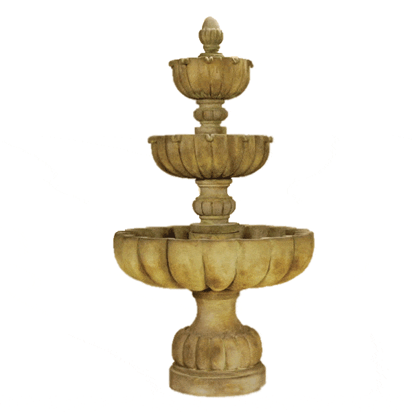 Urbino Grande Three Tiered Outdoor Cast Stone Garden Fountain Fountain Tuscan