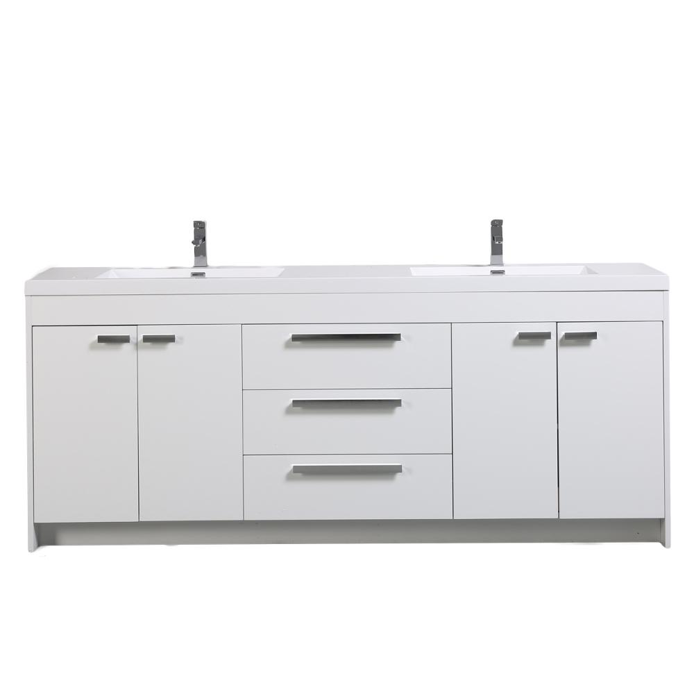 Eviva Lugano 84″ Modern Double Sink Bathroom Vanity w/ White Integrated Top Vanity Eviva White