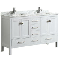 Thumbnail for Eviva London 60″ x 18″ Transitional Double Sink Bathroom Vanity w/ White Carrara Top Vanity Eviva 
