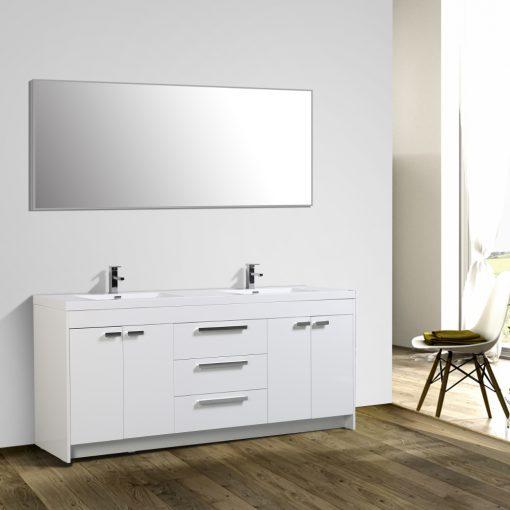 Eviva Lugano 84″ Modern Double Sink Bathroom Vanity w/ White Integrated Top Vanity Eviva