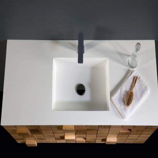 Eviva Mosaic 33 in. Wall Mounted Oak Bathroom Vanity with White Integrated Solid Surface Countertop Bathroom Vanity Eviva