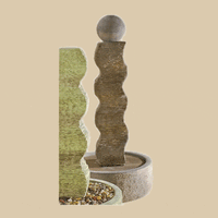 Thumbnail for Rustic Wave Outdoor Cast Stone Garden Fountain With Ball Fountain Tuscan