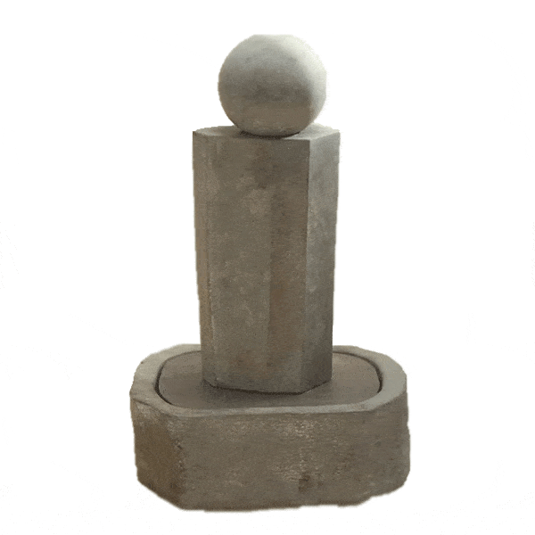 Rock Pillar Outdoor Cast Stone Garden Fountain Short With Ball Fountain Tuscan