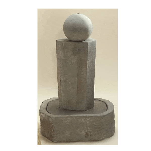 Rock Pillar Outdoor Cast Stone Garden Fountain Short With Ball Fountain Tuscan