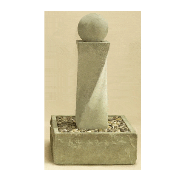 Rustic Mod Twist Outdoor Cast Stone Garden Fountain With Ball Fountain Tuscan