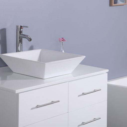 Totti Wave 36″ Modern Bathroom Vanity w/ Super White Man-Made Stone Top & Sink Vanity Eviva