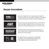 Thumbnail for Houzer Hospitality Series Topmount Stainless Steel 2-Holes Bar/Prep Sink Bar Sink - Topmount Houzer 