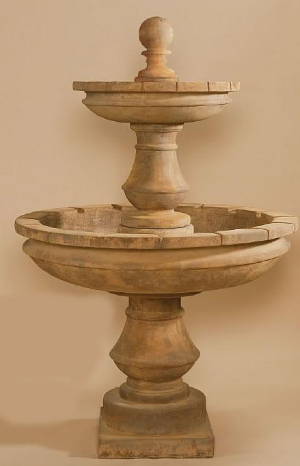 Montefalco Two Tier Large Outdoor Cast Stone Garden Fountain Fountain Tuscan
