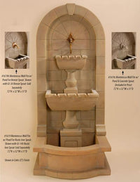 Thumbnail for Monterosso Wall Outdoor Cast Stone Garden Fountain W/ Pond For Spout Fountain Tuscan