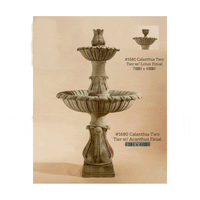Thumbnail for Calanthia Two Tier Cast Stone Outdoor Garden Fountain W/ Acanthus Finial Fountain Tuscan