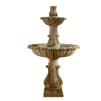 Thumbnail for Calanthia Two Tier Cast Stone Outdoor Garden Fountain W/ Acanthus Finial Fountain Tuscan