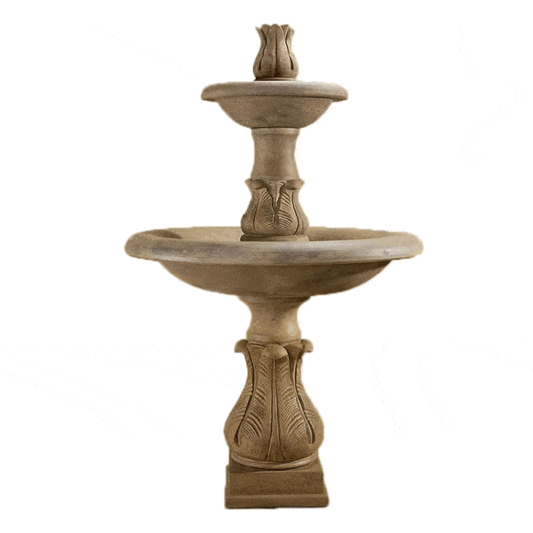 Folium Two Tier Outdoor Cast Stone Garden Fountain Tall Fountain Tuscan