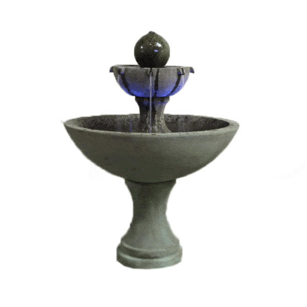 Ronde Two Tier Outdoor Cast Stone Garden Fountain Fountain Tuscan