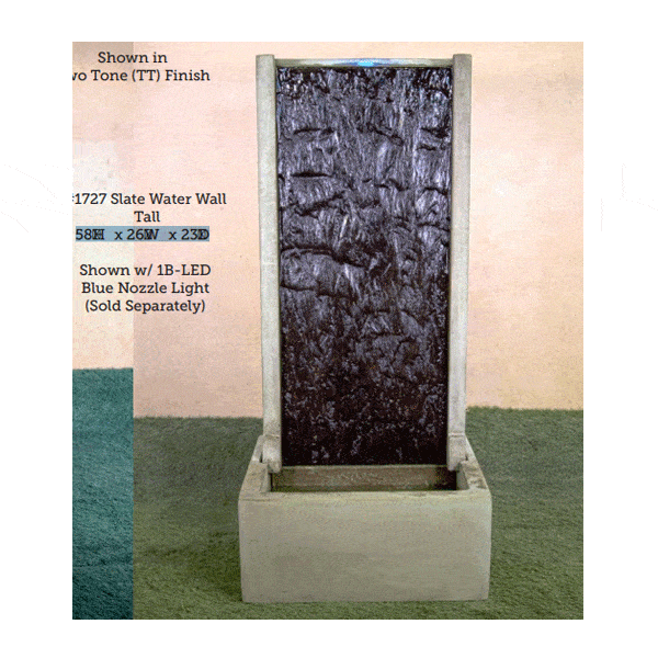 Slate Water Wall Outdoor Cast Stone Garden Fountain Tall Fountain Tuscan