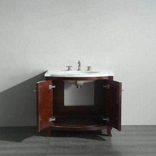 Eviva Odessa Zinx+ 30″ Dark Teak Bathroom Vanity w/ White Carrara Top Bathroom Vanity Eviva