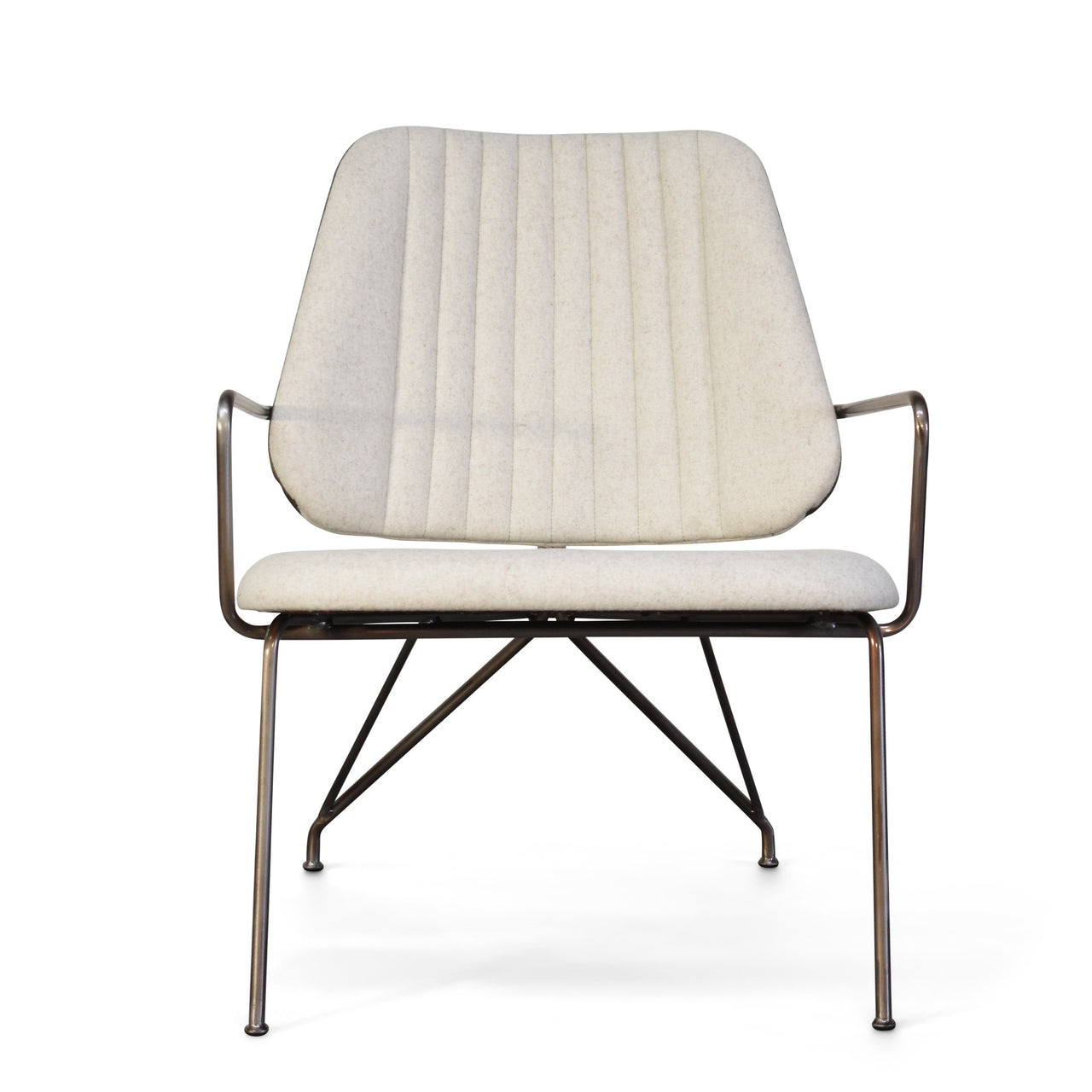 Taylor Modern Lounge Arm Chair with Matte Black Steel Legs (Leather Back & Upholstered Seat) Dining Chair Gingko Ivory