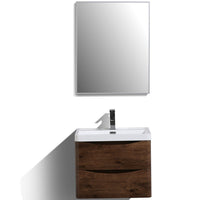 Thumbnail for Eviva Smile 28″ Wall Mount Modern Bathroom Vanity w/ White Integrated Top Vanity Eviva Rosewood