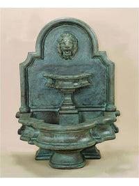 Thumbnail for Rialto Lion Wall Cast Stone Outdoor Water Fountain With Spout Fountain Tuscan