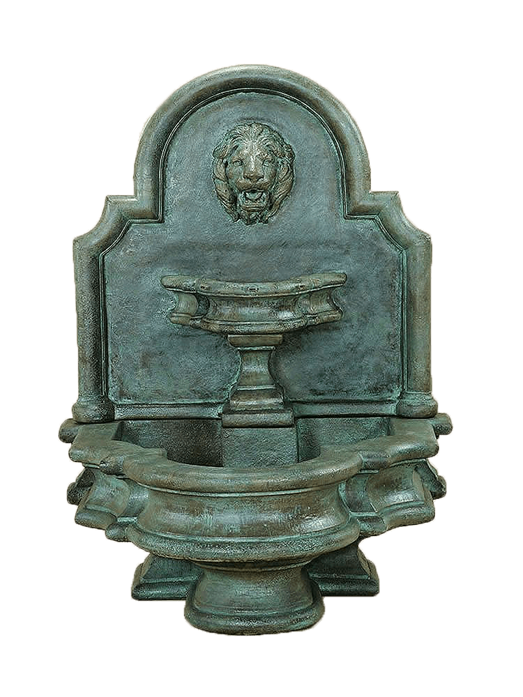 Rialto Lion Wall Cast Stone Outdoor Water Fountain With Spout Fountain Tuscan
