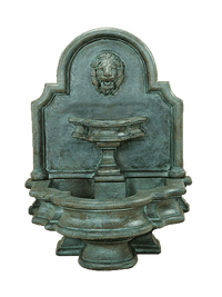 Thumbnail for Rialto Lion Wall Cast Stone Outdoor Water Fountain With Spout Fountain Tuscan