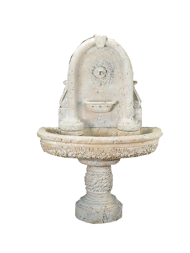 Robbiana Wall Cast Stone Outdoor Garden Water Fountain With Spout Fountain Tuscan