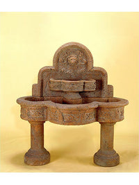 Thumbnail for Ricco Deruta Wall Cast Stone Outdoor Garden Water Fountain with Two Pedestals And Spout Fountain Tuscan