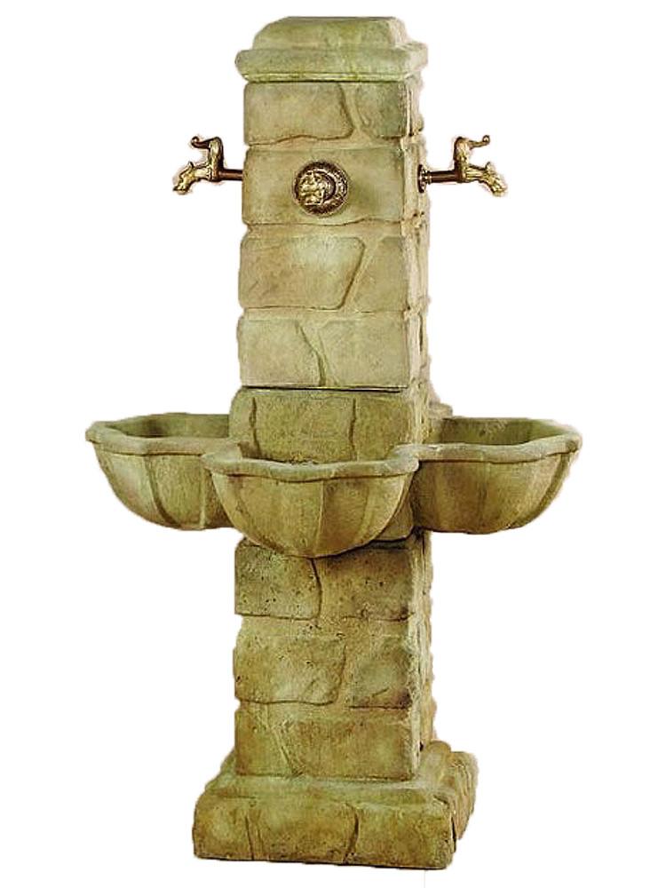 Quattro Rustichella Cast Stone Outdoor Garden Fountain for 4 Spout Fountain Tuscan