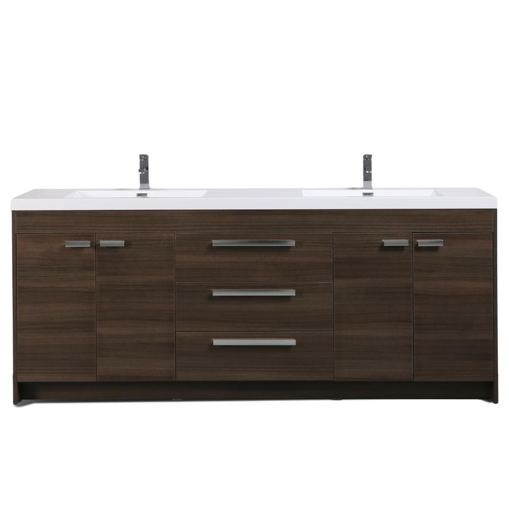 Eviva Lugano 84″ Modern Double Sink Bathroom Vanity w/ White Integrated Top Vanity Eviva Gray Oak